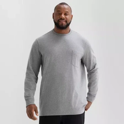 St. John's Bay Sueded Mens Crew Neck Long Sleeve Big And Tall T-shirt In Gray