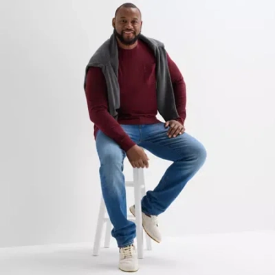 St. John's Bay Sueded Mens Crew Neck Long Sleeve Big And Tall T-shirt In Red