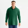 St. John's Bay Super Soft Jersey Big And Tall Mens Classic Fit Long Sleeve Polo Shirt In Green