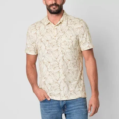 St. John's Bay Super Soft Jersey Mens Classic Fit Short Sleeve Polo Shirt In Yellow