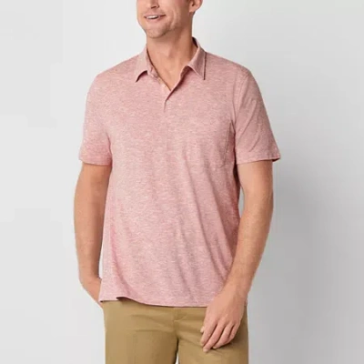 St. John's Bay Super Soft Jersey Mens Classic Fit Short Sleeve Polo Shirt In Pink