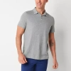 St. John's Bay Super Soft Jersey Mens Slim Fit Short Sleeve Polo Shirt In Gray