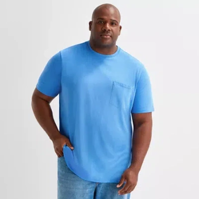St. John's Bay Super Soft Mens Crew Neck Short Sleeve Quick Dry Stretch Fabric Big And Tall T-shirt In Blue