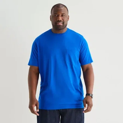 St. John's Bay Super Soft Mens Crew Neck Short Sleeve Quick Dry Stretch Fabric Big And Tall T-shirt In Blue
