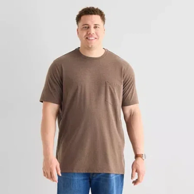 St. John's Bay Super Soft Mens Crew Neck Short Sleeve Quick Dry Stretch Fabric Big And Tall T-shirt In Brown