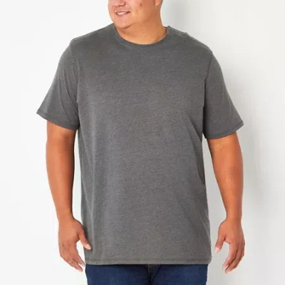 St. John's Bay Super Soft Mens Easy-on + Easy-off Crew Neck Short Sleeve Adaptive Big And Tall T-shi In Gray