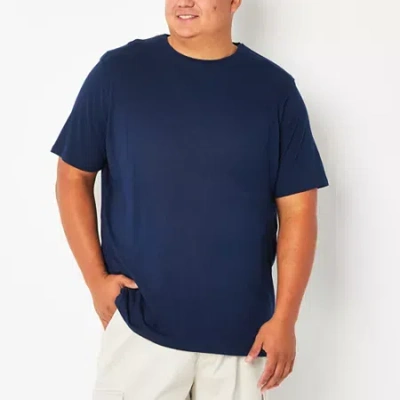 St. John's Bay Super Soft Mens Easy-on + Easy-off Crew Neck Short Sleeve Adaptive Big And Tall T-shi In Blue