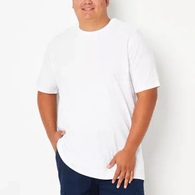 St. John's Bay Super Soft Mens Easy-on + Easy-off Crew Neck Short Sleeve Adaptive Big And Tall T-shi In White