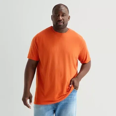 St. John's Bay Super Soft Mens Easy-on + Easy-off Crew Neck Short Sleeve Adaptive Big And Tall T-shi In Orange