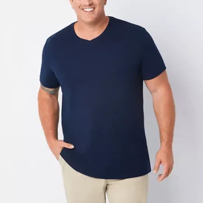 St. John's Bay Super Soft Mens V Neck Short Sleeve Quick Dry Big And Tall T-shirt In Blue