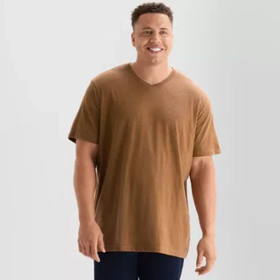 St. John's Bay Super Soft Mens V Neck Short Sleeve Quick Dry Big And Tall T-shirt In Brown