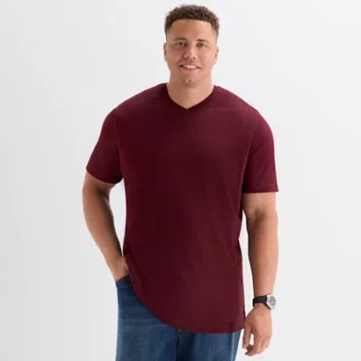 St. John's Bay Super Soft Mens V Neck Short Sleeve Quick Dry Big And Tall T-shirt In Brown