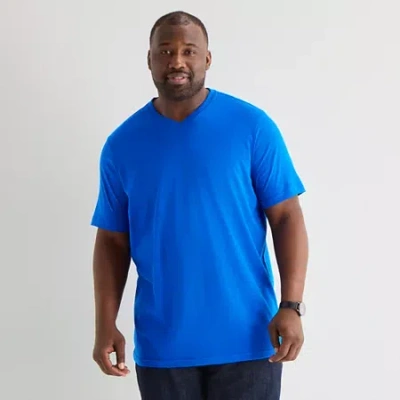 St. John's Bay Super Soft Mens V Neck Short Sleeve Quick Dry Big And Tall T-shirt In Blue