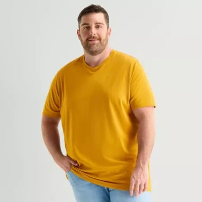 St. John's Bay Super Soft Mens V Neck Short Sleeve Quick Dry Big And Tall T-shirt In Yellow