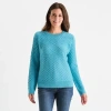 St. John's Bay Tall Womens Crew Neck Long Sleeve Pullover Sweater In Blue