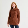 St. John's Bay Tall Womens Mock Neck Long Sleeve Pullover Sweater In Brown