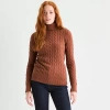 St. John's Bay Tall Womens Turtleneck Long Sleeve Pullover Sweater In Brown