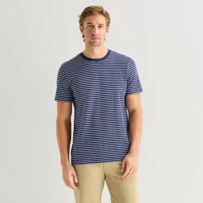 St. John's Bay Texture Mens Crew Neck Short Sleeve T-shirt In Blue