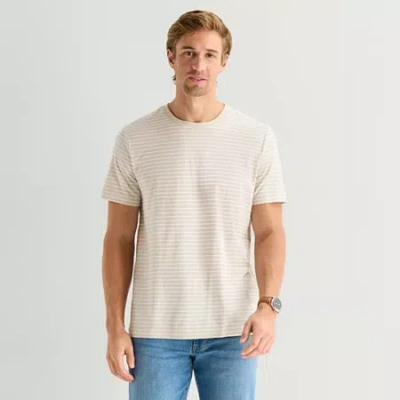 St. John's Bay Texture Mens Crew Neck Short Sleeve T-shirt In Neutral