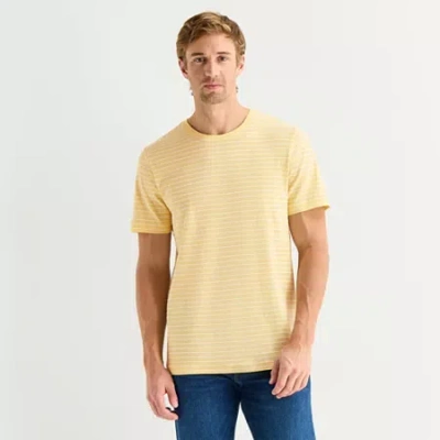 St. John's Bay Texture Mens Crew Neck Short Sleeve T-shirt In Yellow