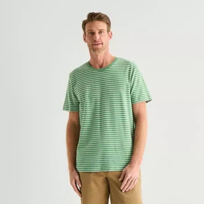 St. John's Bay Texture Mens Crew Neck Short Sleeve T-shirt In Green
