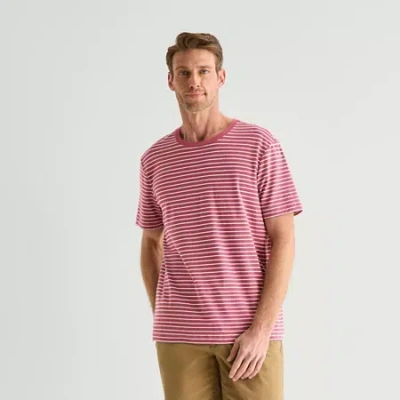 St. John's Bay Texture Mens Crew Neck Short Sleeve T-shirt In Red