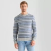 St. John's Bay Textured Mens Crew Neck Long Sleeve Pullover Sweater In Blue