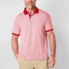 St. John's Bay Textured Premium Stretch Mens Classic Fit Short Sleeve Polo Shirt In Red