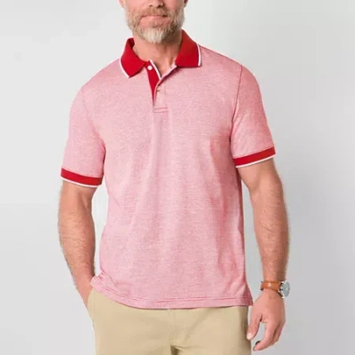 St. John's Bay Textured Premium Stretch Mens Classic Fit Short Sleeve Polo Shirt In Red