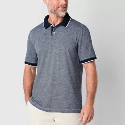 St. John's Bay Textured Premium Stretch Mens Classic Fit Short Sleeve Polo Shirt In Blue