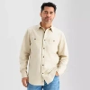 St. John's Bay Twill Field Mens Long Sleeve Classic Fit Button-down Shirt In Neutral
