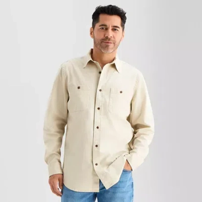 St. John's Bay Twill Field Mens Long Sleeve Classic Fit Button-down Shirt In Neutral