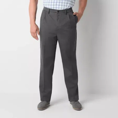 St. John's Bay Universal Easy Care Extender Mens Big And Tall Classic Fit Pleated Pant In Gray
