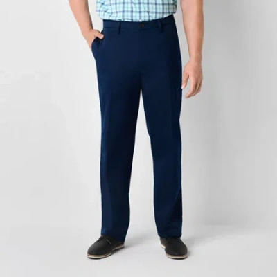 St. John's Bay Universal Easy Care Extender Mens Classic Fit Big And Tall Flat Front Pant In Blue