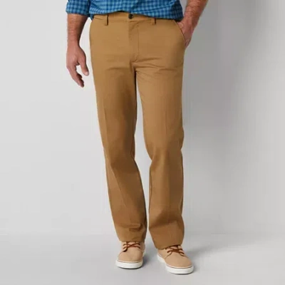 St. John's Bay Universal Wrinkle Free Easy Care Mens Classic Fit Flat Front Pant In Brown