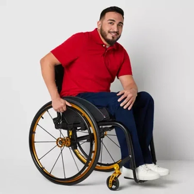 St. John's Bay Universal Wrinkle Free Easy Care Seated Mens Adaptive Easy-on + Easy-off Seated Wear  In Blue