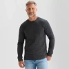 St. John's Bay Waffle Mens Crew Neck Long Sleeve Classic Fit Thermal Top In Black