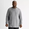 St. John's Bay Waffle Mens Easy-on + Easy-off Crew Neck Long Sleeve Adaptive Big And Tall Sweatshirt In Gray