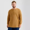 St. John's Bay Waffle Mens Henley Neck Long Sleeve Classic Fit Big And Tall Thermal Top In Brown