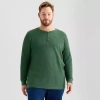 St. John's Bay Waffle Mens Henley Neck Long Sleeve Classic Fit Big And Tall Thermal Top In Green
