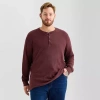 St. John's Bay Waffle Mens Henley Neck Long Sleeve Classic Fit Big And Tall Thermal Top In Burgundy