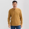 St. John's Bay Waffle Mens Henley Neck Long Sleeve Classic Fit Thermal Top In Yellow