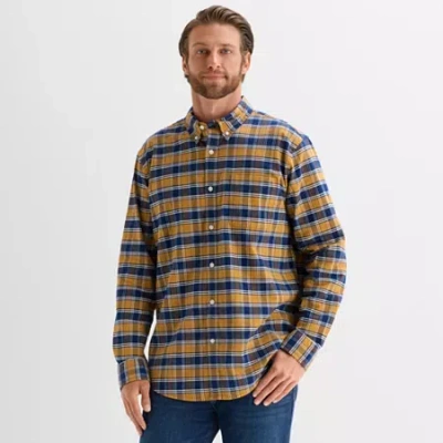 St. John's Bay Washed Oxford Mens Long Sleeve Classic Fit Stretch Fabric Button-down Shirt In Multi