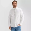St. John's Bay Washed Oxford Mens Long Sleeve Classic Fit Stretch Fabric Button-down Shirt In White