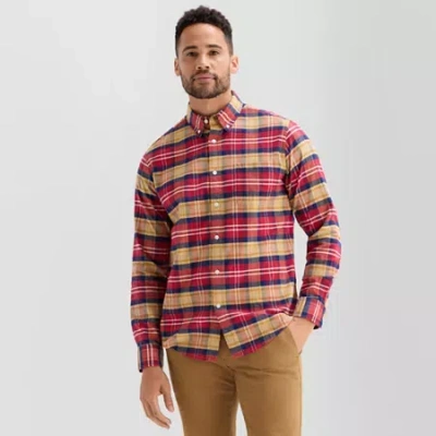 St. John's Bay Washed Oxford Mens Long Sleeve Classic Fit Stretch Fabric Button-down Shirt In Multi