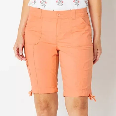 St. John's Bay Womens 11 1/2" Mid Rise Cargo Short In Orange