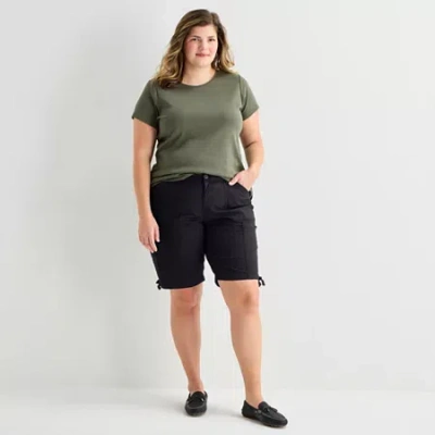 St. John's Bay Womens 11 1/2" Plus Bermuda Short In Green