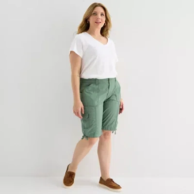 St. John's Bay Womens 11 1/2" Plus Bermuda Short In Multi