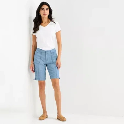 St. John's Bay Womens 11" Mid Rise Bermuda Short In Blue