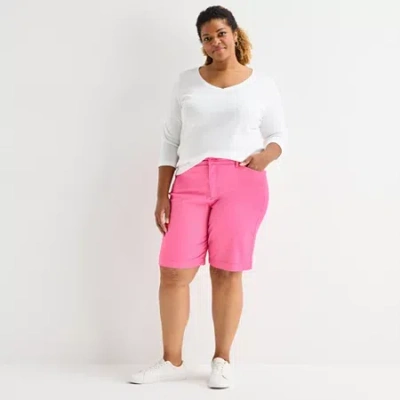 St. John's Bay Womens 11" Mid Rise Plus Bermuda Short In Red